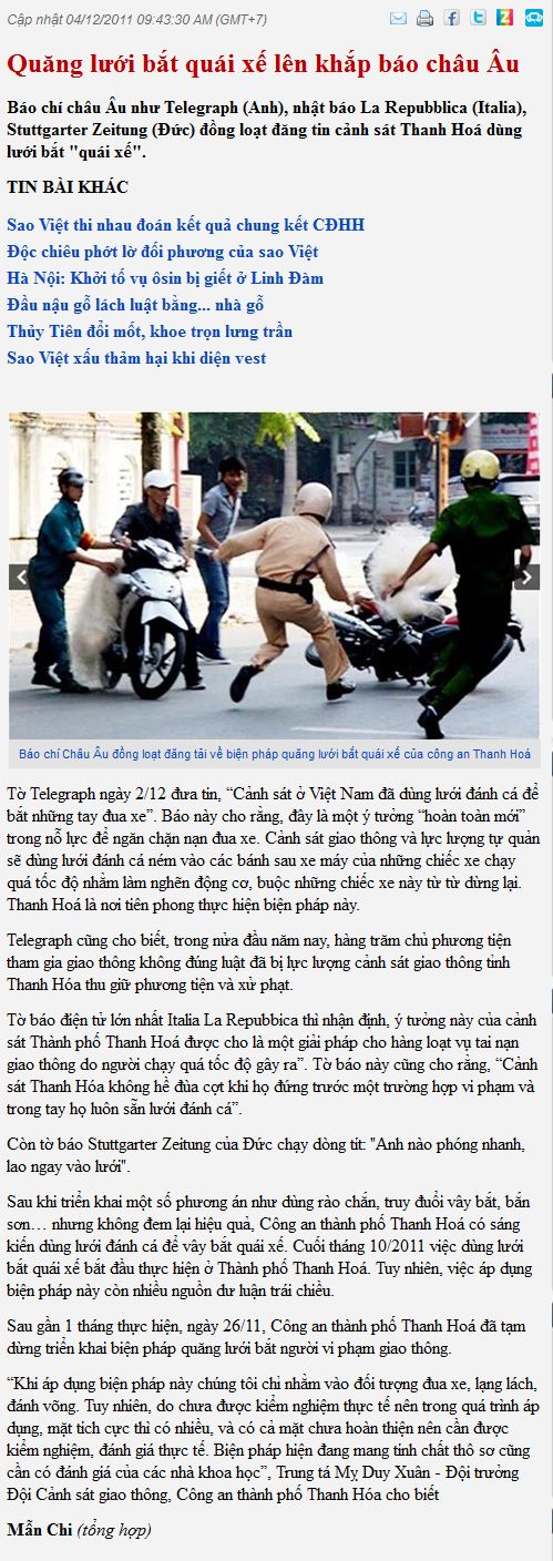 Quăng lưới bắt quái xế lên khắp báo châu Âu