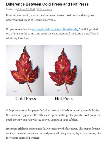 difference between hot press and cold press watercolor paper