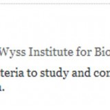 Harris Wang Forbes Scieince 2012 under 30 Wyss Biologiy Synthetic Bacteria Biological Terrorism