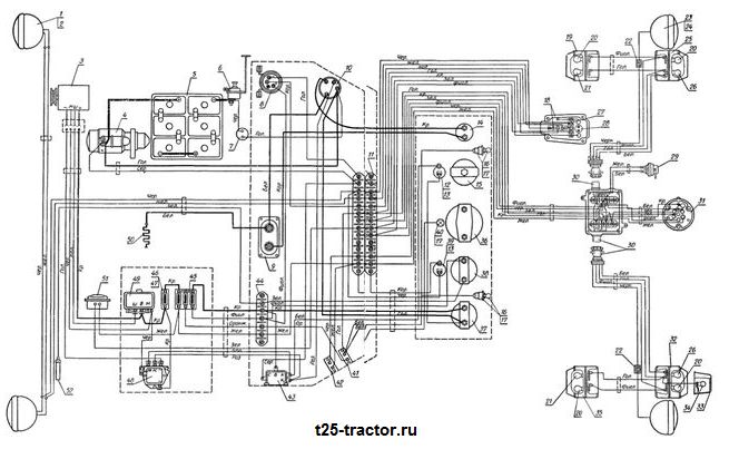 Электрооборудование колёсного трактора Т-25 и его схема
