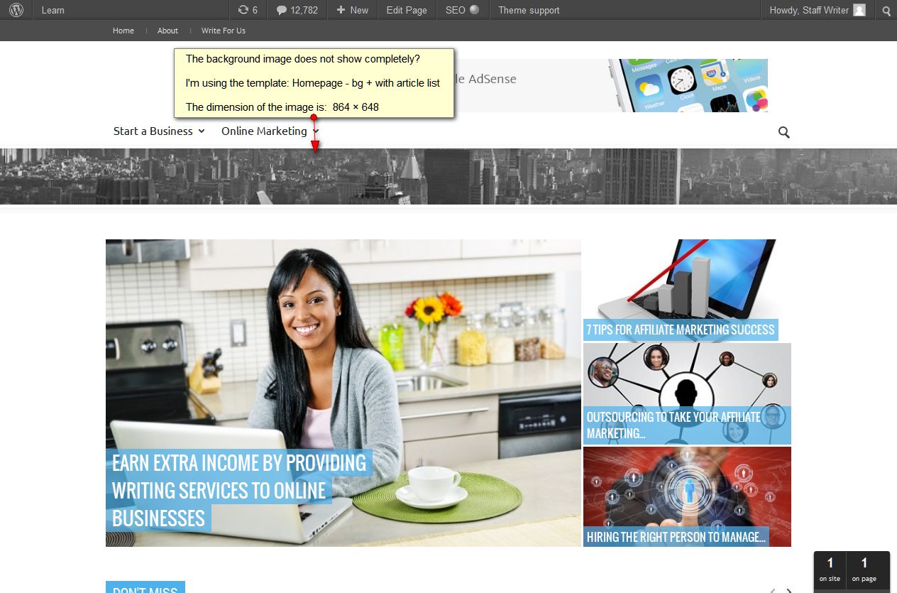 Homepage slider bg image not showing