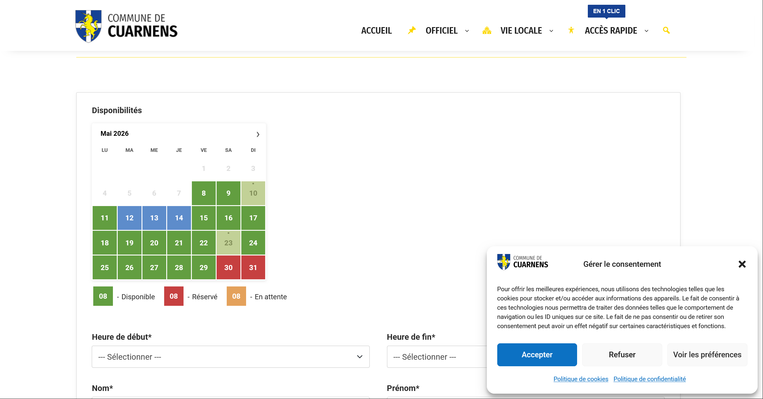 test calendar  selection