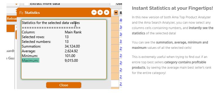 AmaSuite 5 - Statistiques instantanées